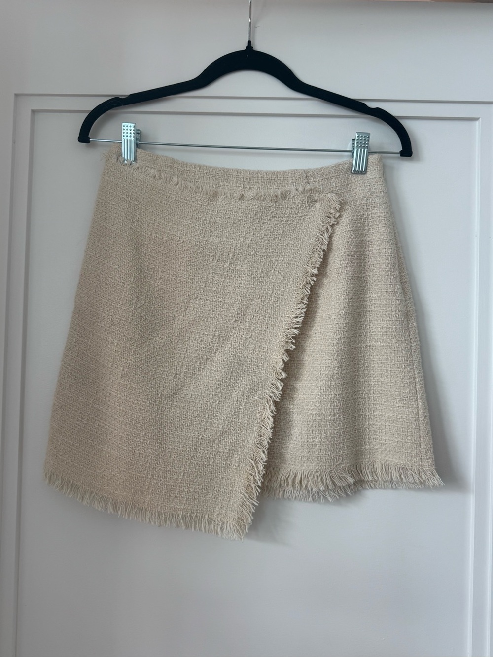 Likely Cream Fringed Wrap Mini Skirt